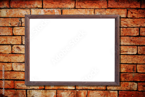isolated picture frame on wallpaper background