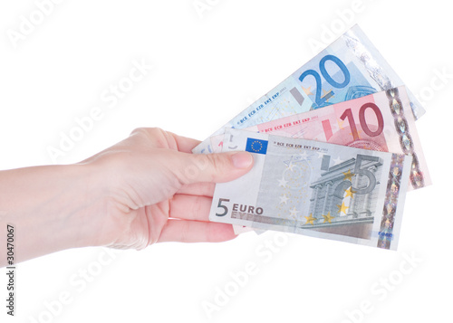 Money (Euro) in a hand isolated