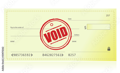 Slika na platnu Void Bank Check illustration isolated over a white background