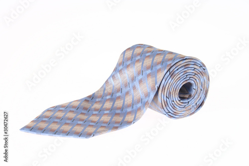 Isolated Blue Rolled Necktie Close Up