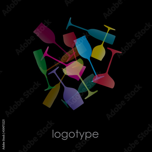 Logo wine, colored glasses # Vector