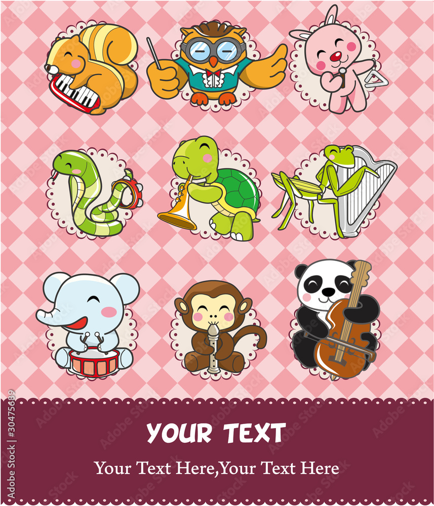 Obraz premium animal play music card