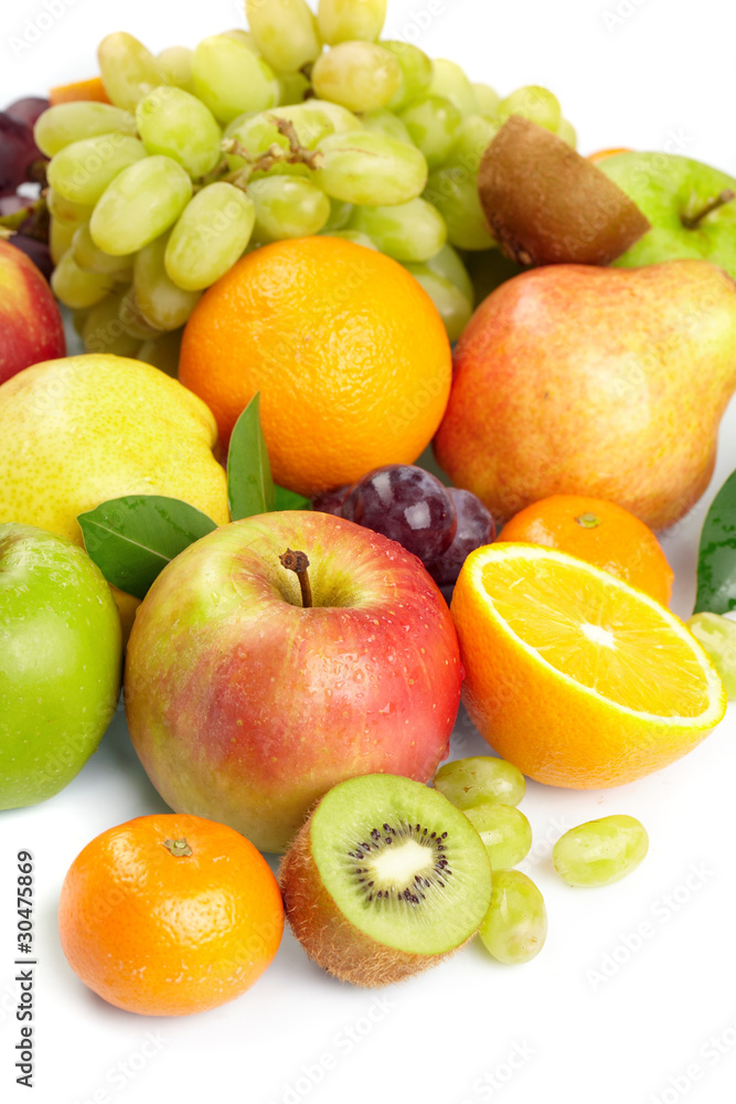 fresh fruits on the white background fresh fruits on the white background