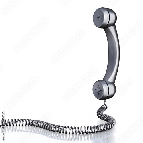 Old-fashioned metallic telephone receiver