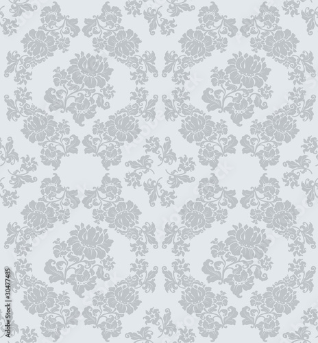 Seamless ornament floral  gray