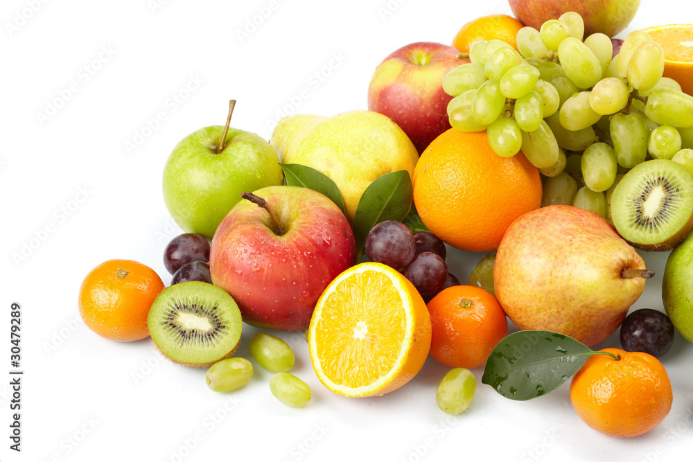 fresh fruits on the white background fresh fruits on the white background