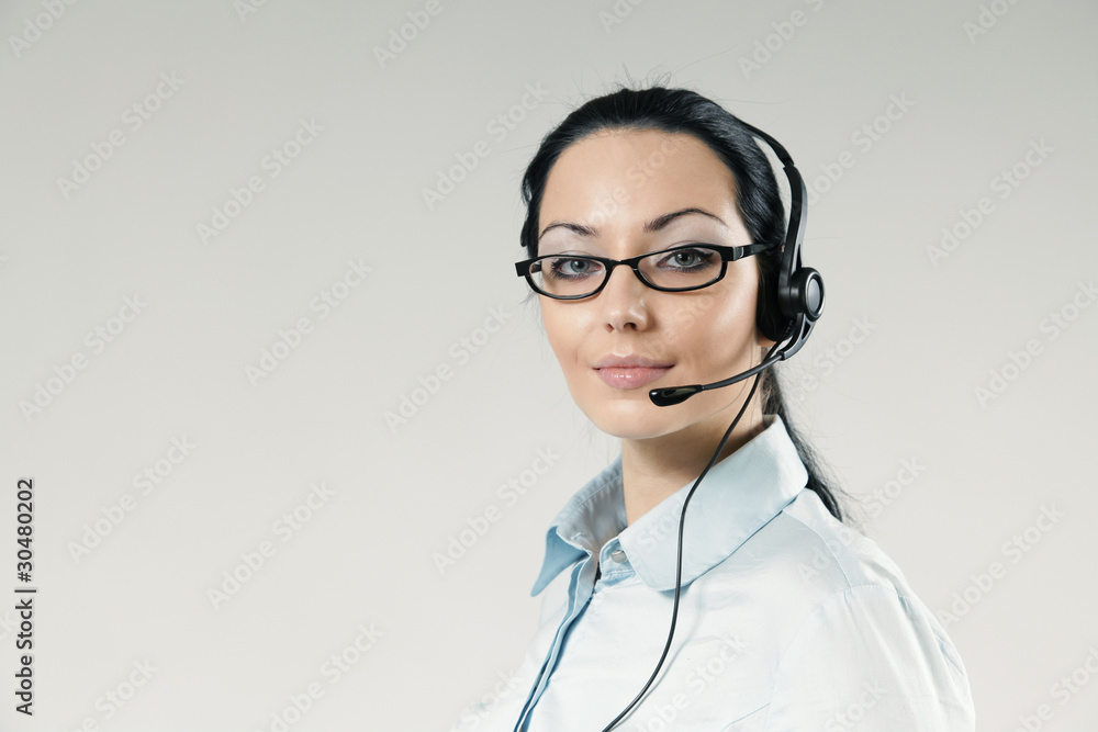Sexy call center operator full face portrait Sexy call center operator full face portrait