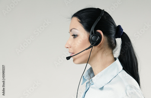 Vászonkép Attractive call center operator portrait