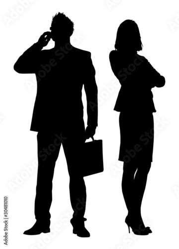 Two young and successful businesspersons in formal clothes