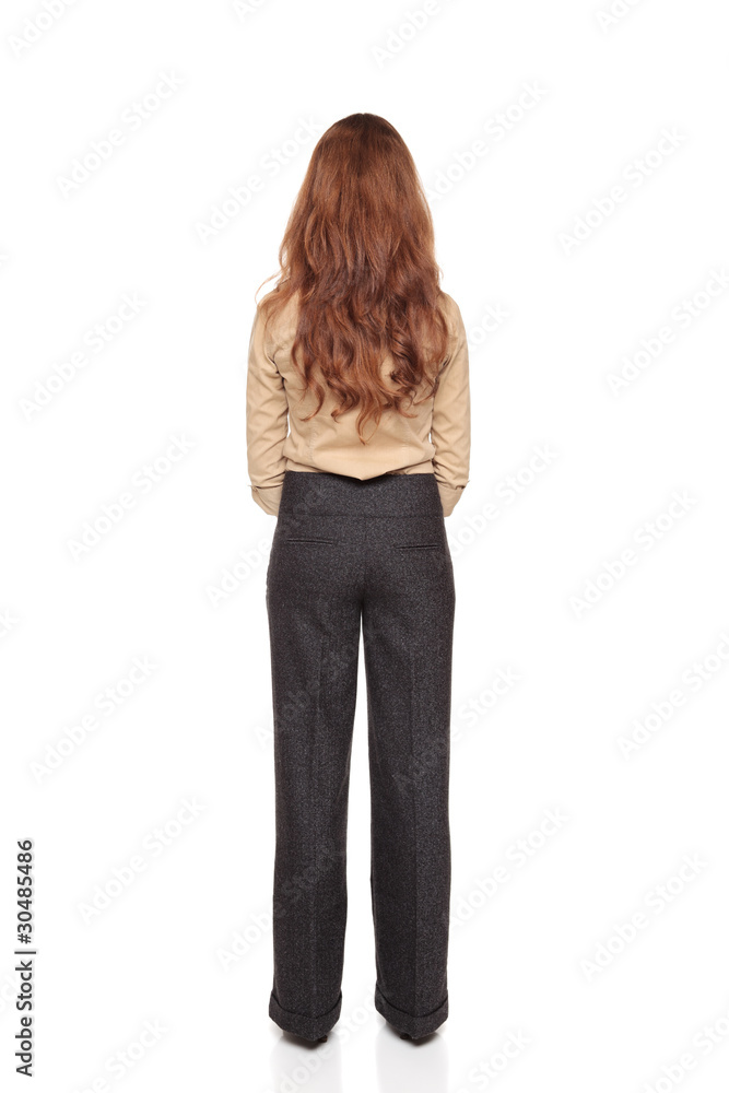 businesswoman - rear view hands clasped businesswoman - rear view hands clasped
