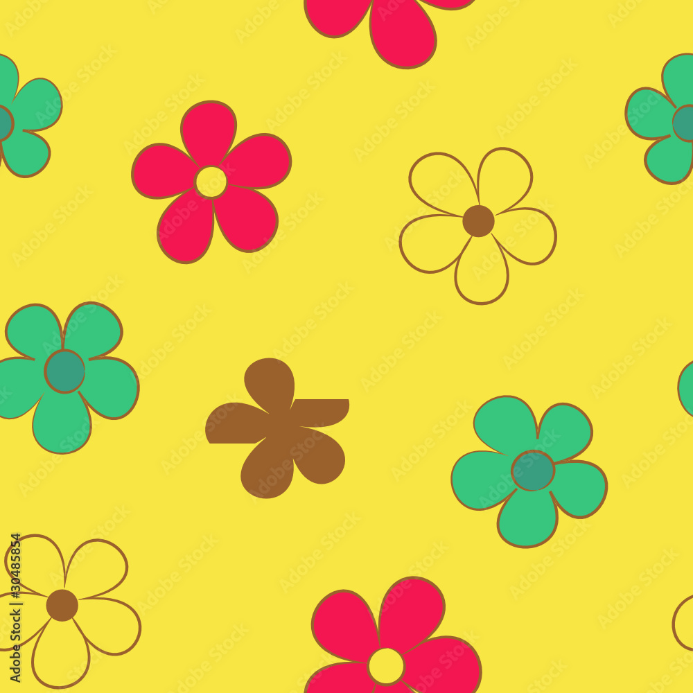 Floral seamless on yellow background Floral seamless on yellow background