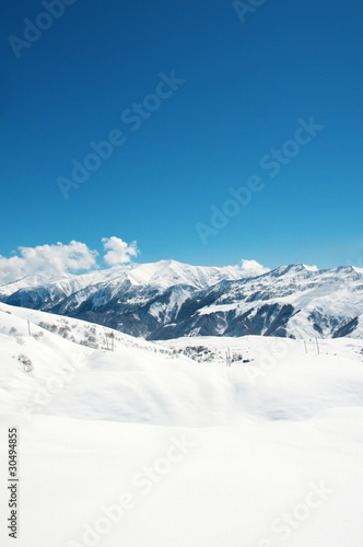 High mountains under snow in the winter
