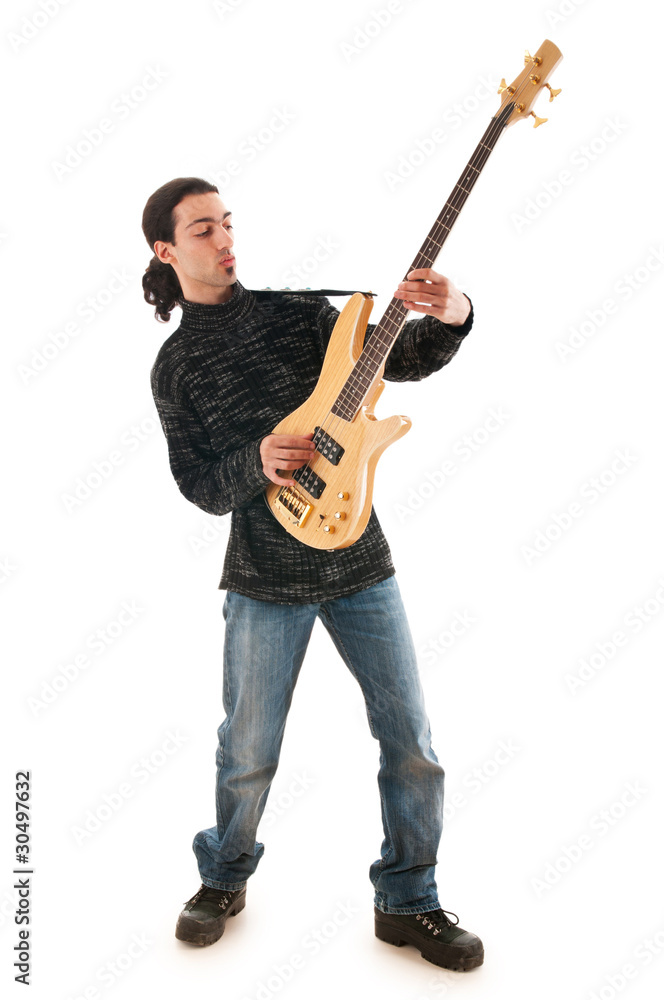 Guitar player isolated on the white background Guitar player isolated on the white background
