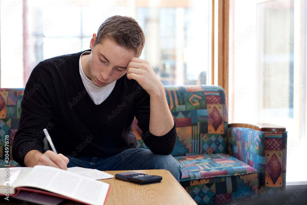 College Guy Studying Doing Homework College Guy Studying Doing Homework