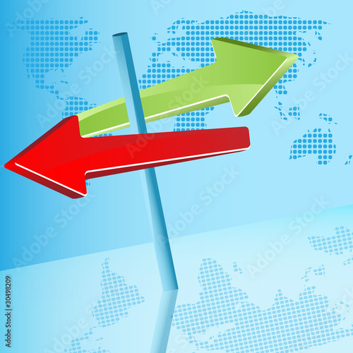 red and green  arrows