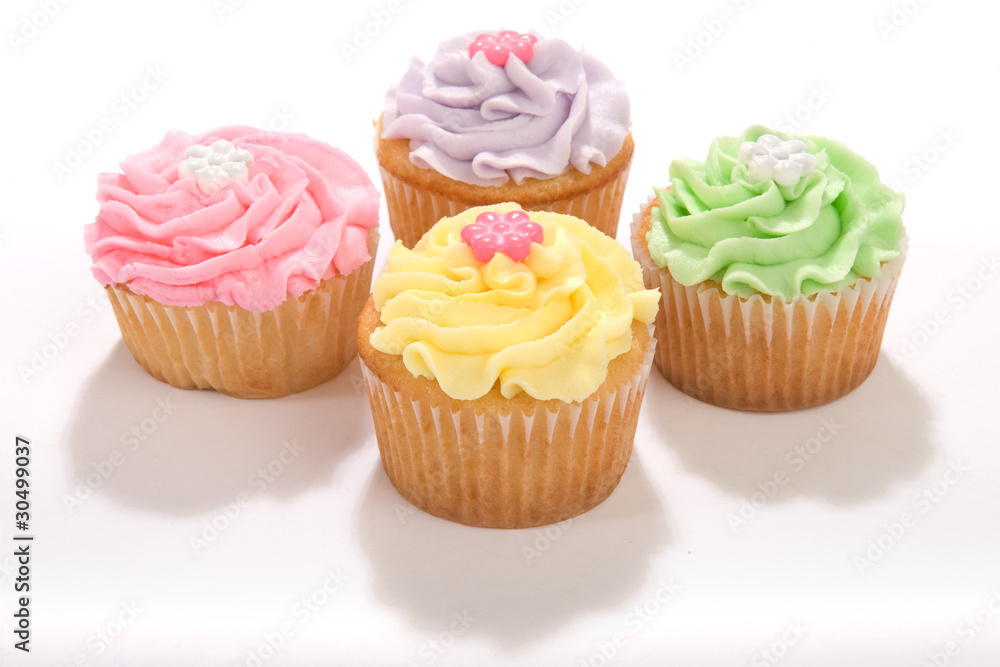 Four Pastel Cupcakes