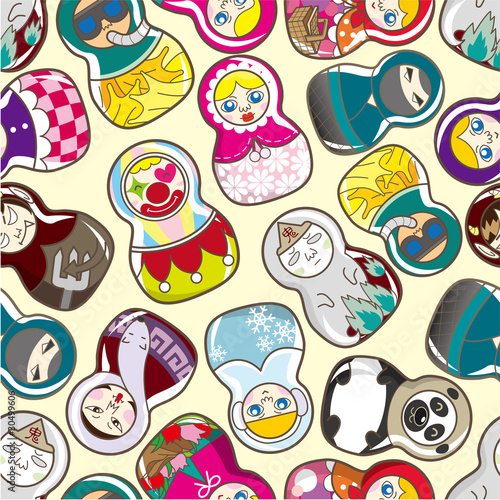 seamless Russian doll pattern