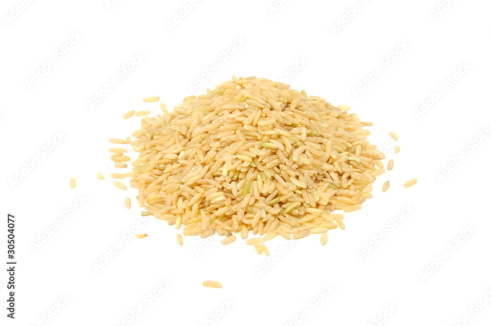 Pile of Brown Rice Isolated on White Background Pile of Brown Rice Isolated on White Background