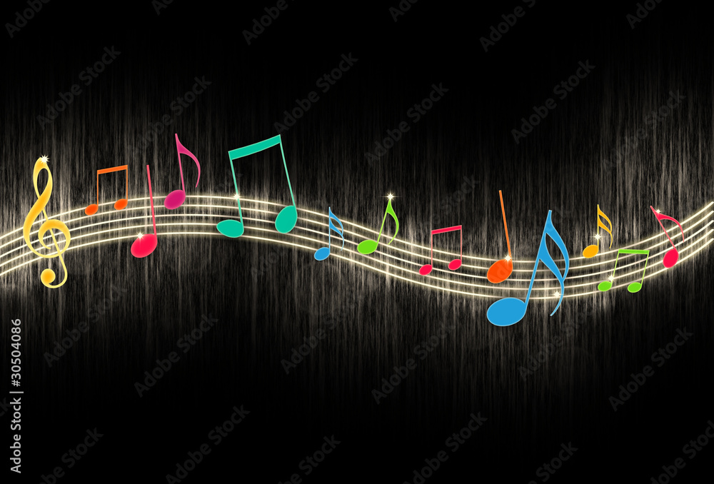 Fototapeta premium Music Notes on Black Background