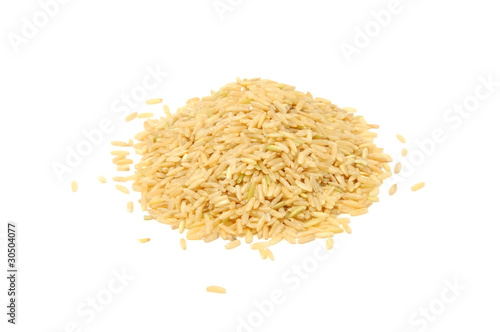 Pile of Brown Rice Isolated on White Background