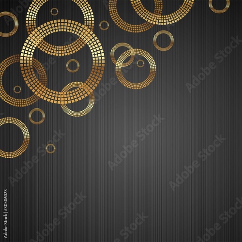Metal texture background with golden luxury shiny circles