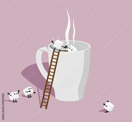 Saving cube sugar. Fantasy vector illustration.