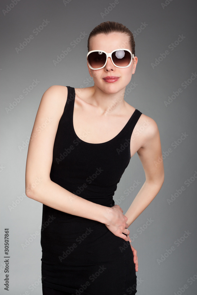 fashionable young woman with sunglasses fashionable young woman with sunglasses