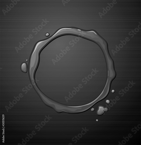 Vector water round frame on dark metal texture background