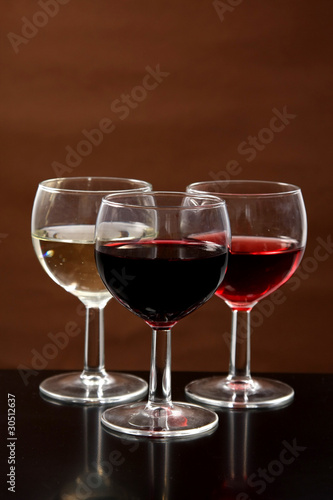 Red, rose and white wine, drink photo