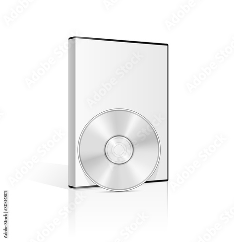 DVD case and disk on white background