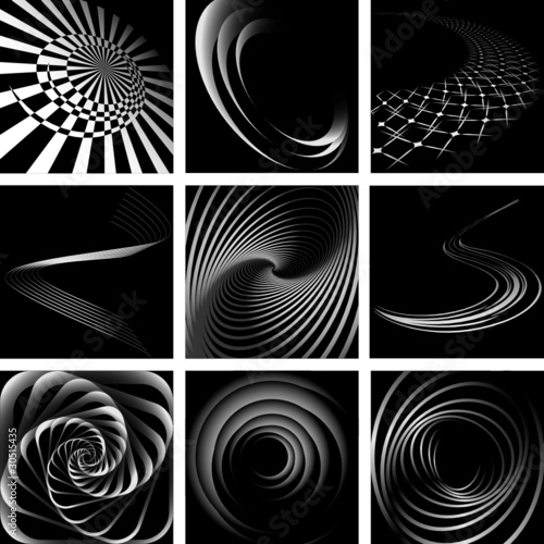 Abstract backdrops with swirling movement. Set.