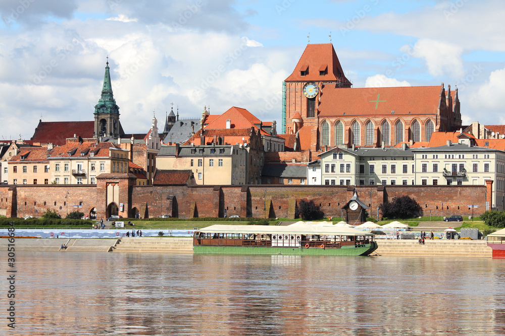 Obraz na płótnie Torun - reflection in Vistula river. Poland. w salonie