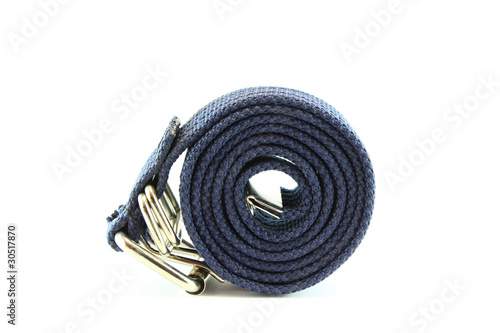 Blue fabric belt on white background photo