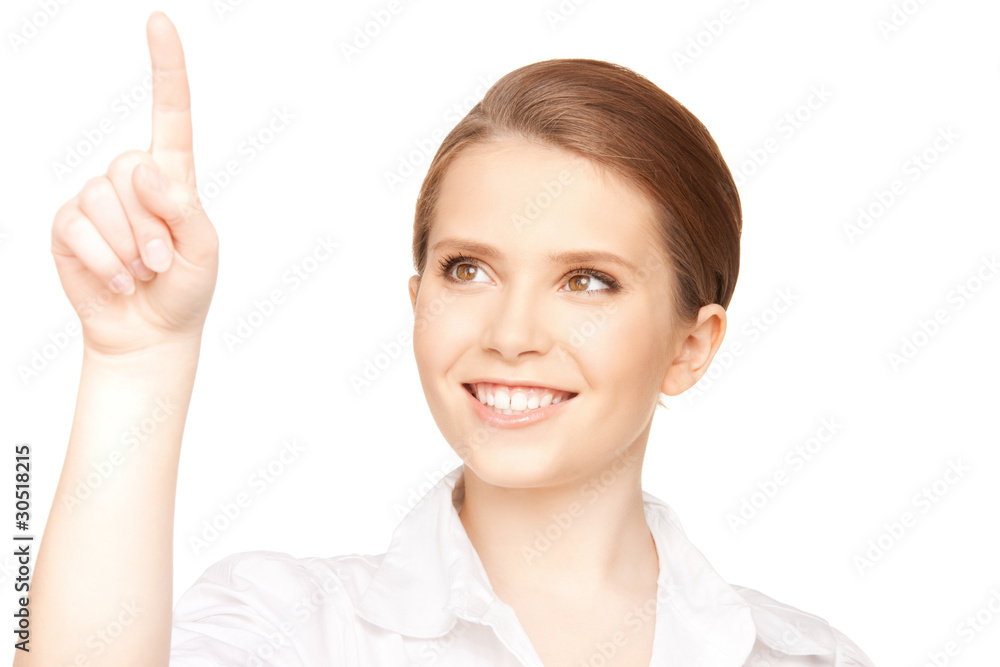 businesswoman working with something imaginary businesswoman working with something imaginary