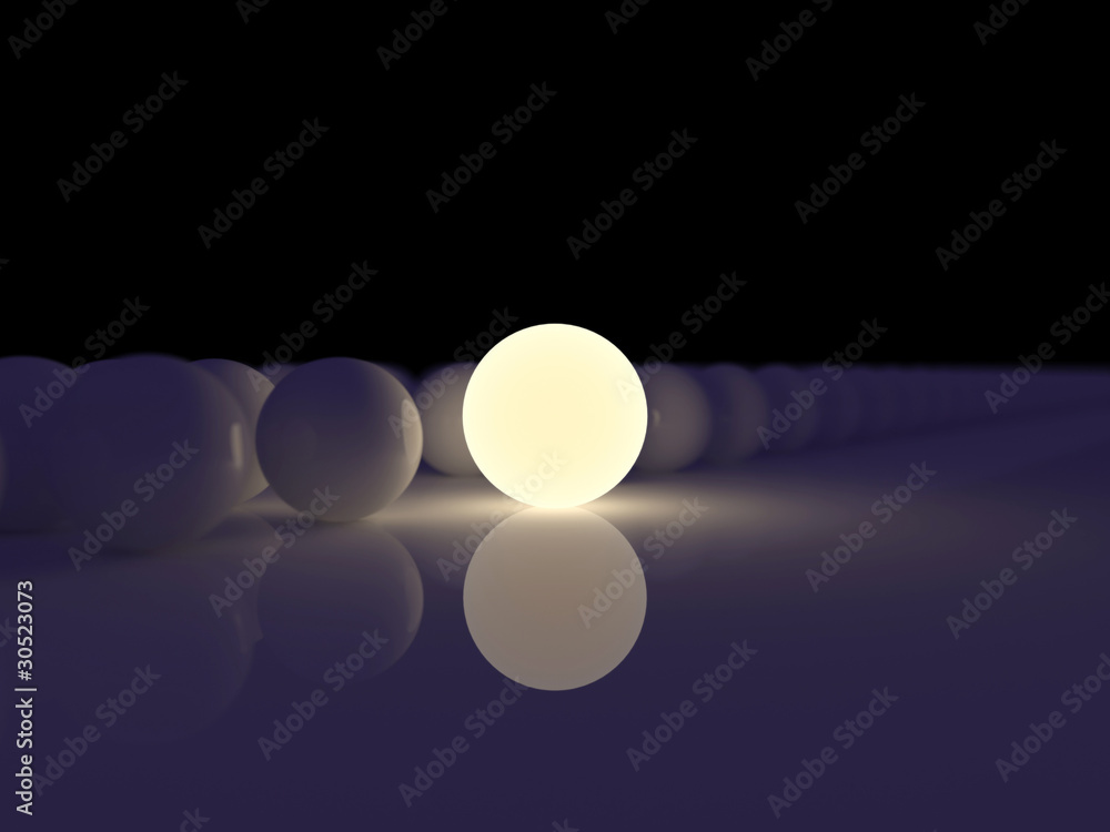 Luminescent sphere on a background ordinary spheres