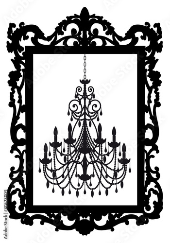 picture frame with chandelier, vector