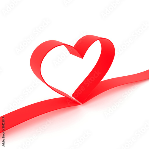 Heart from red ribbon