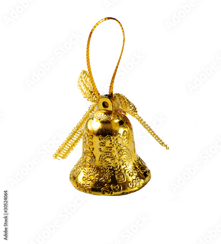Small yellow bell, over white background