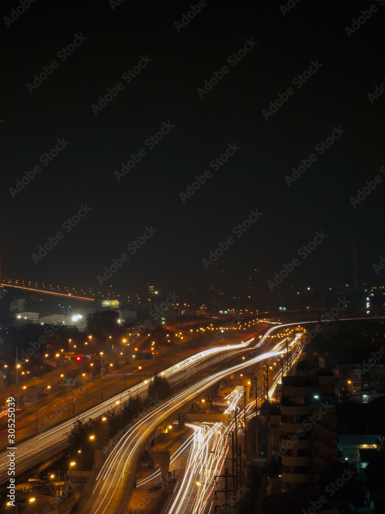 Light of road in Bangkok at night