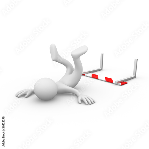 Man failing to jump over a hurdle obstacle