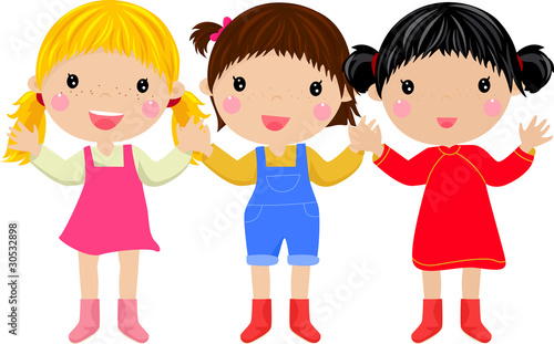 Nice three girl handing,happy