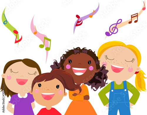 Kids Singing - Vector