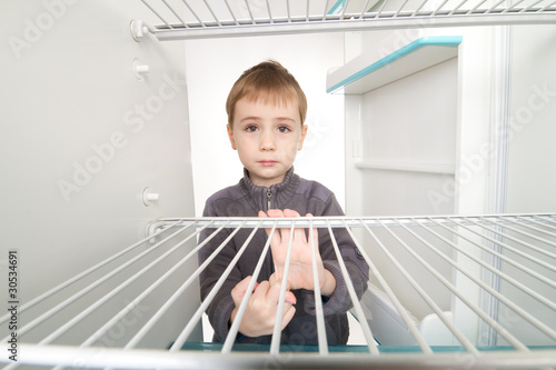 Boy and Empty Refrigerator