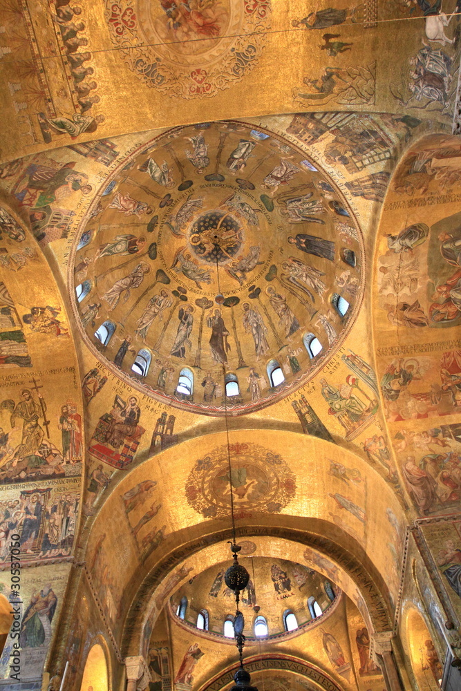 Venice: golden ceiling of Basilica di San Marco, Italy