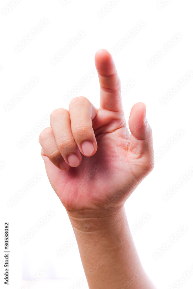 hand touching screen isolated