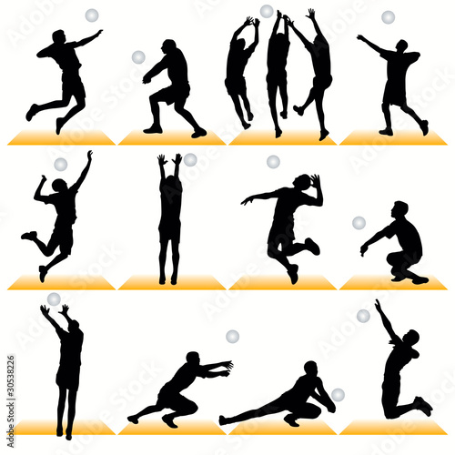 Volleyball silhouettes set