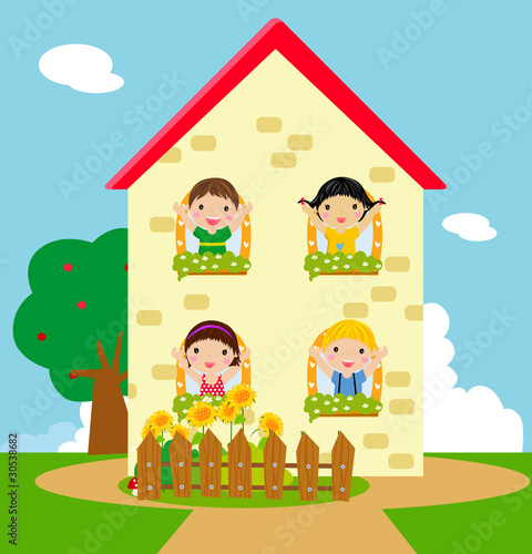 Four children and a house