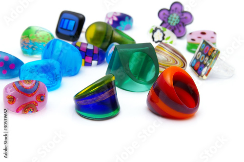 Canvas-taulu assortment of colorful womens unique plastic rings