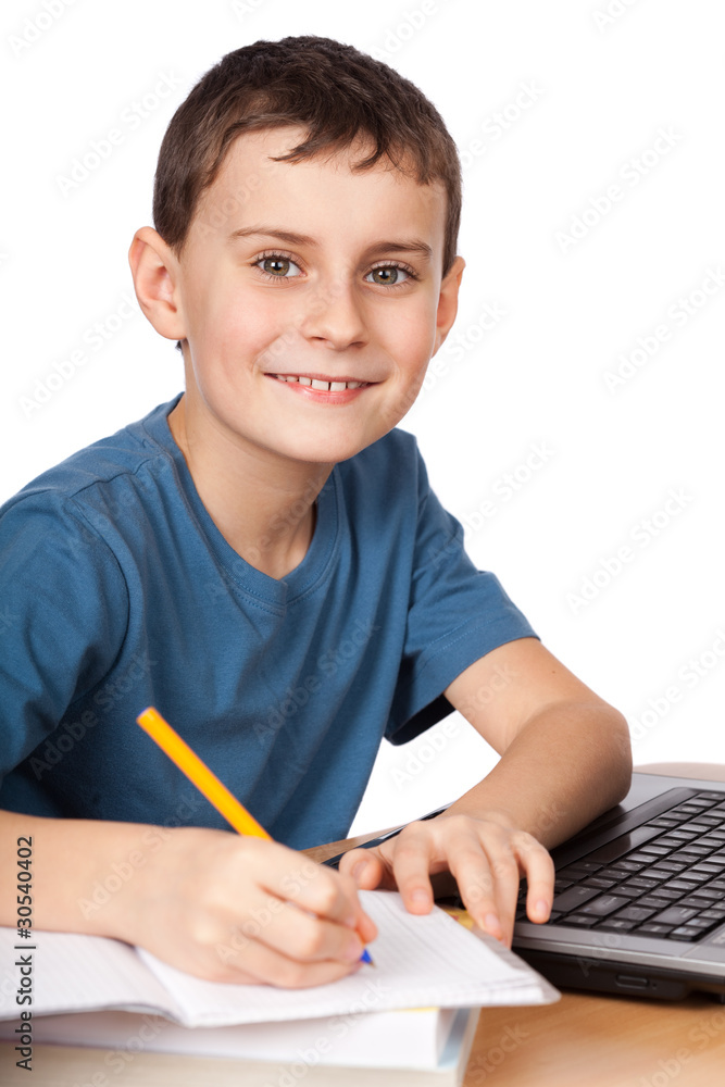 Schoolboy at the laptop Schoolboy at the laptop