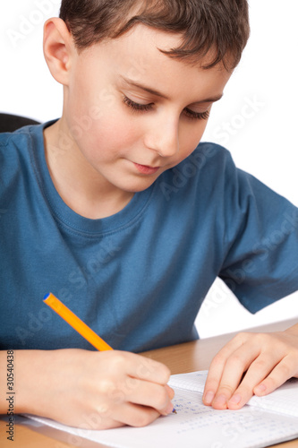 School child doing homework